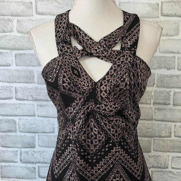 Midnight Doll Geometric Glitter Black Dress NEW Junior 9 Party Prom Dance - Picture 9 of 9